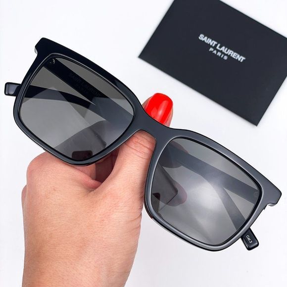 Saint Laurent SL500 001 BRAND NEW Sunglasses Black Gray Square Unisex - Picture 1 of 11